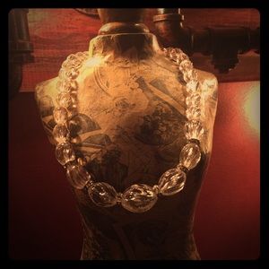 Vintage Clear Lucite & Rhinestone Necklace